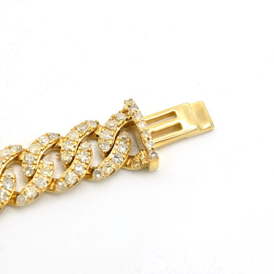 10K Yellow Gold Round Cut Natural Diamond 3.6CT Cuban Link 6MM Bracelet 8" - Elite Jewelers - Bracelets