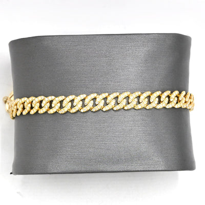 10K Yellow Gold Round Cut Natural Diamond 3.6CT Cuban Link 6MM Bracelet 8" - Elite Jewelers - Bracelets