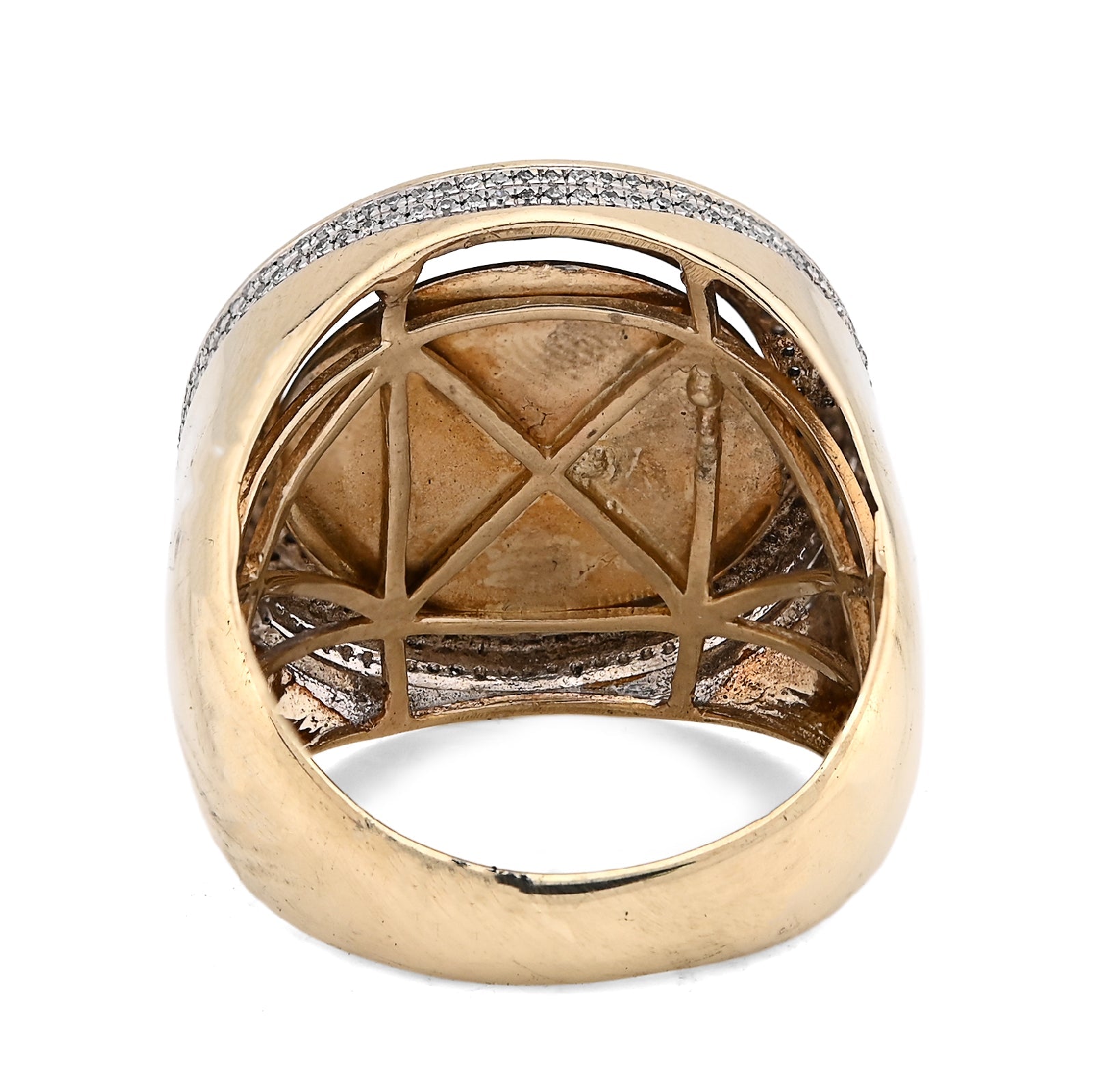 10K Yellow Gold Round Medusa Face 1CT Natural Diamond Men Pinky Ring - Elite Jewelers - Rings