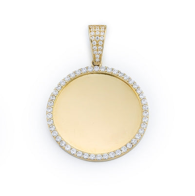 10k Yellow Gold Round Memory Picture Charm Frame Pendant 1.35" Men Women 3.5g - Elite Jewelers - Charms & Pendants