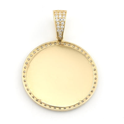 10k Yellow Gold Round Memory Picture Charm Frame Pendant 1.35" Men Women 3.5g - Elite Jewelers - Charms & Pendants