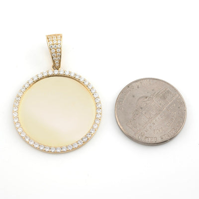 10k Yellow Gold Round Memory Picture Charm Frame Pendant 1.35" Men Women 3.5g - Elite Jewelers - Charms & Pendants