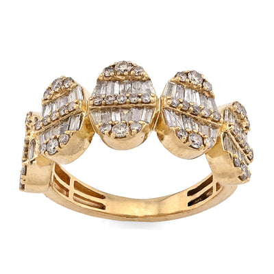 10K Yellow Gold Round/Baguette 2.50CT Oval Link Natural Diamond Men Pinky Ring - Elite Jewelers - Rings