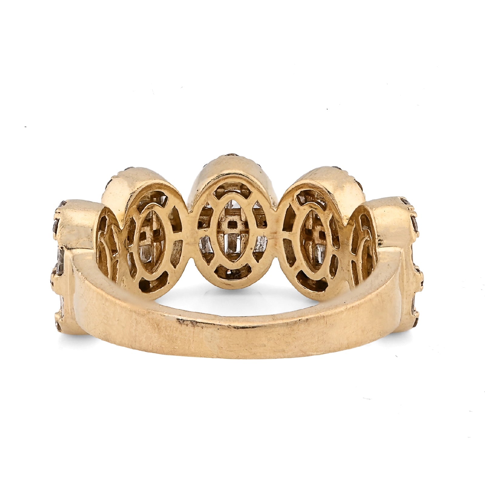 10K Yellow Gold Round/Baguette 2.50CT Oval Link Natural Diamond Men Pinky Ring - Elite Jewelers - Rings