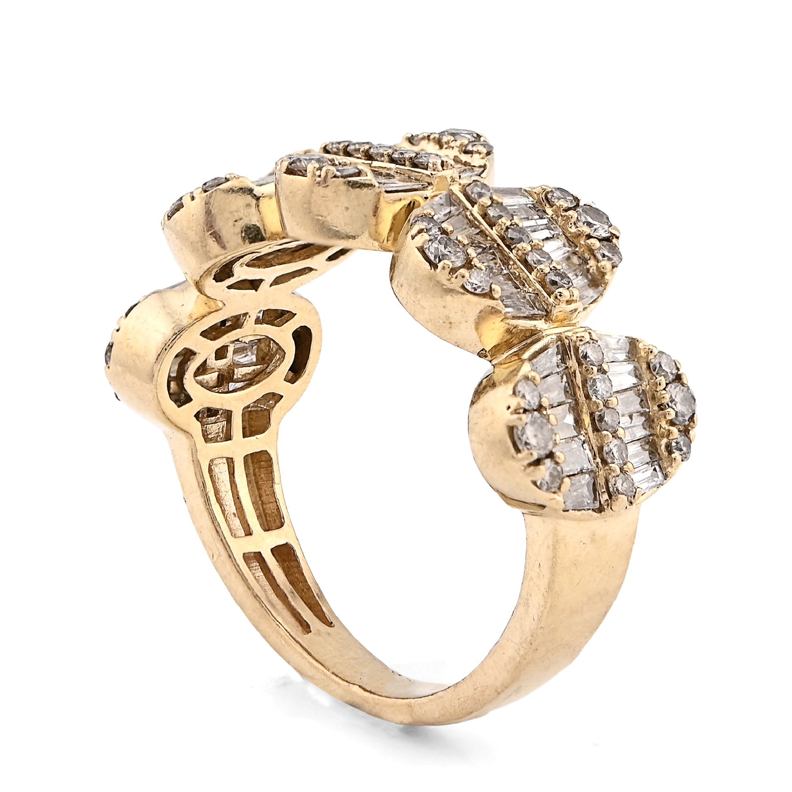 10K Yellow Gold Round/Baguette 2.50CT Oval Link Natural Diamond Men Pinky Ring - Elite Jewelers - Rings
