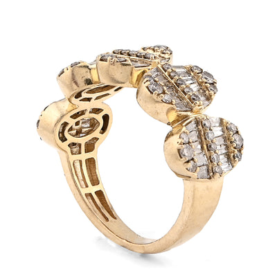 10K Yellow Gold Round/Baguette 2.50CT Oval Link Natural Diamond Men Pinky Ring - Elite Jewelers - Rings