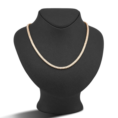 10K Yellow Gold Round/Baguette 4.72CT Natural Diamond 4MM Tennis Chain Men Necklace 18" Chain - Elite Jewelers-Necklaces