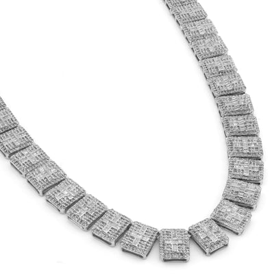 10K Yellow Gold Round/Baguette 4.72CT Natural Diamond 4MM Tennis Chain Men Necklace 18" Chain - Elite Jewelers-Necklaces