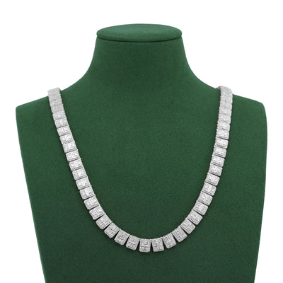 10K Yellow Gold Round/Baguette 4.72CT Natural Diamond 4MM Tennis Chain Men Necklace 18" Chain - Elite Jewelers-Necklaces