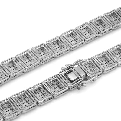 10K Yellow Gold Round/Baguette 4.72CT Natural Diamond 4MM Tennis Chain Men Necklace 18" Chain - Elite Jewelers-Necklaces