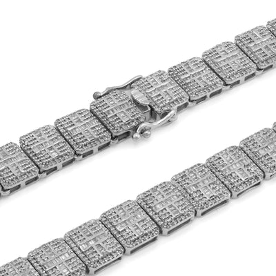 10K Yellow Gold Round/Baguette 4.72CT Natural Diamond 4MM Tennis Chain Men Necklace 18" Chain - Elite Jewelers-Necklaces