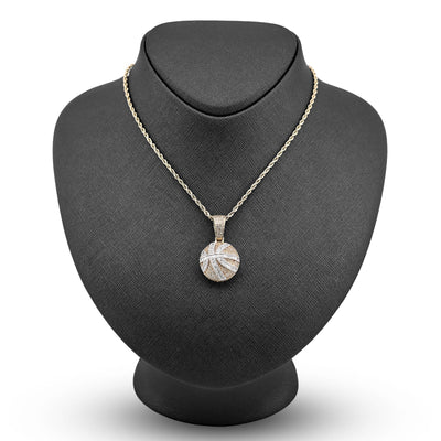 10K Yellow Gold Round/Baguette Natural Diamond Basket Ball Men Charm Pendant 34.8MM 14.8g - Elite Jewelers - Charms & Pendants