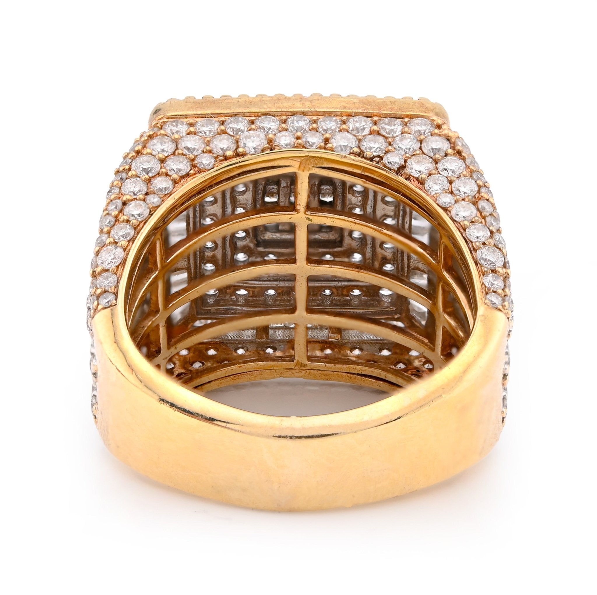 10K Yellow Gold Round/Baguette/Princess Natural Diamond 2.5CT Men Rectangle Pinky Ring - Elite Jewelers - Rings