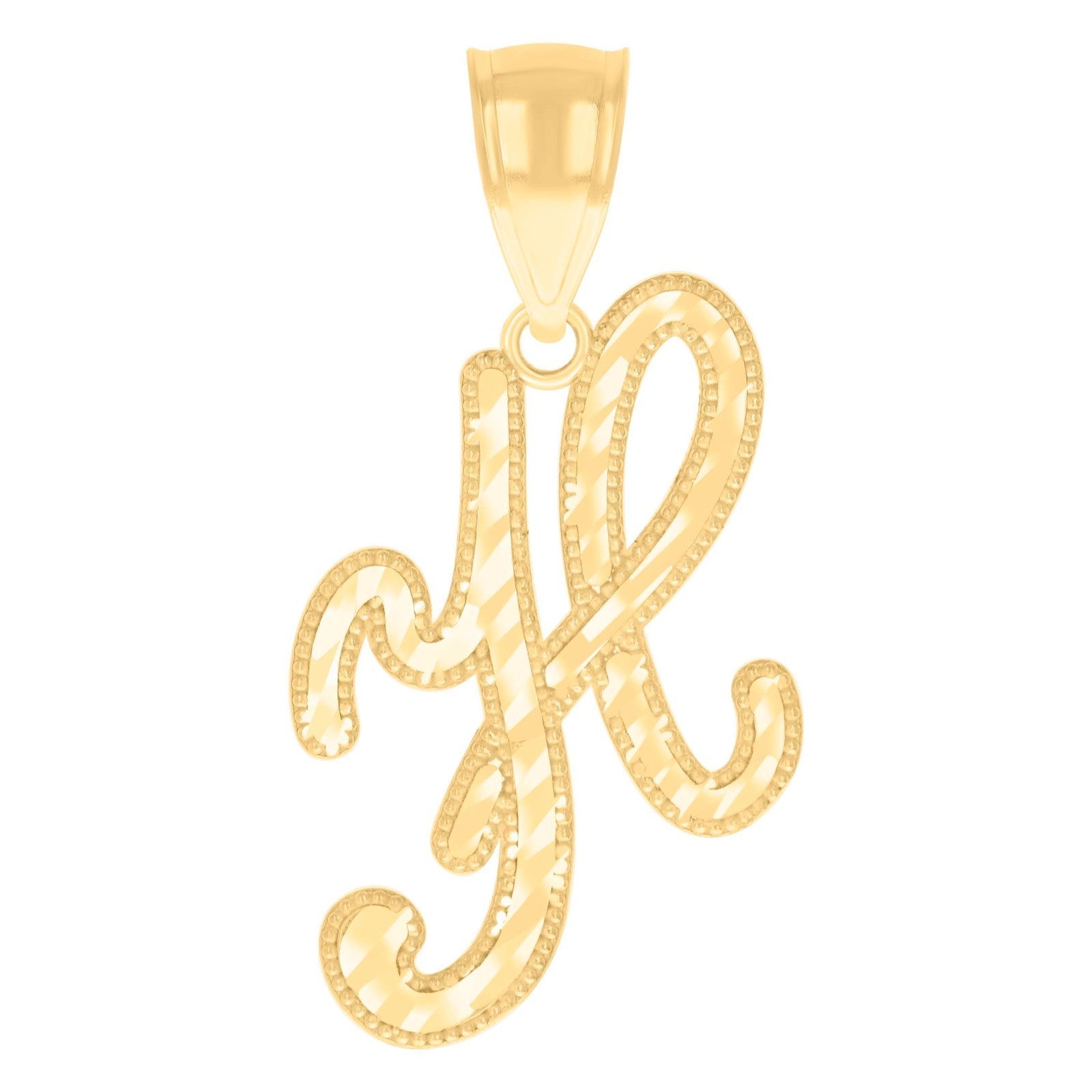 10k Yellow Gold Script Initial Letter "H" Pendant 1g Alphabet Unisex Charm - Elite Jewelers - Charms & Pendants