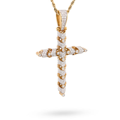 10K Yellow Gold Snake Link Cross Pendant 2.8CT Natural Diamond Religious Men Women Charm - Elite Jewelers - Charms & Pendants