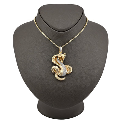 10K Yellow Gold Snake Pendant 0.50CT Natural Diamond 62.5MM 33g Men Charm - Elite Jewelers - Charms & Pendants