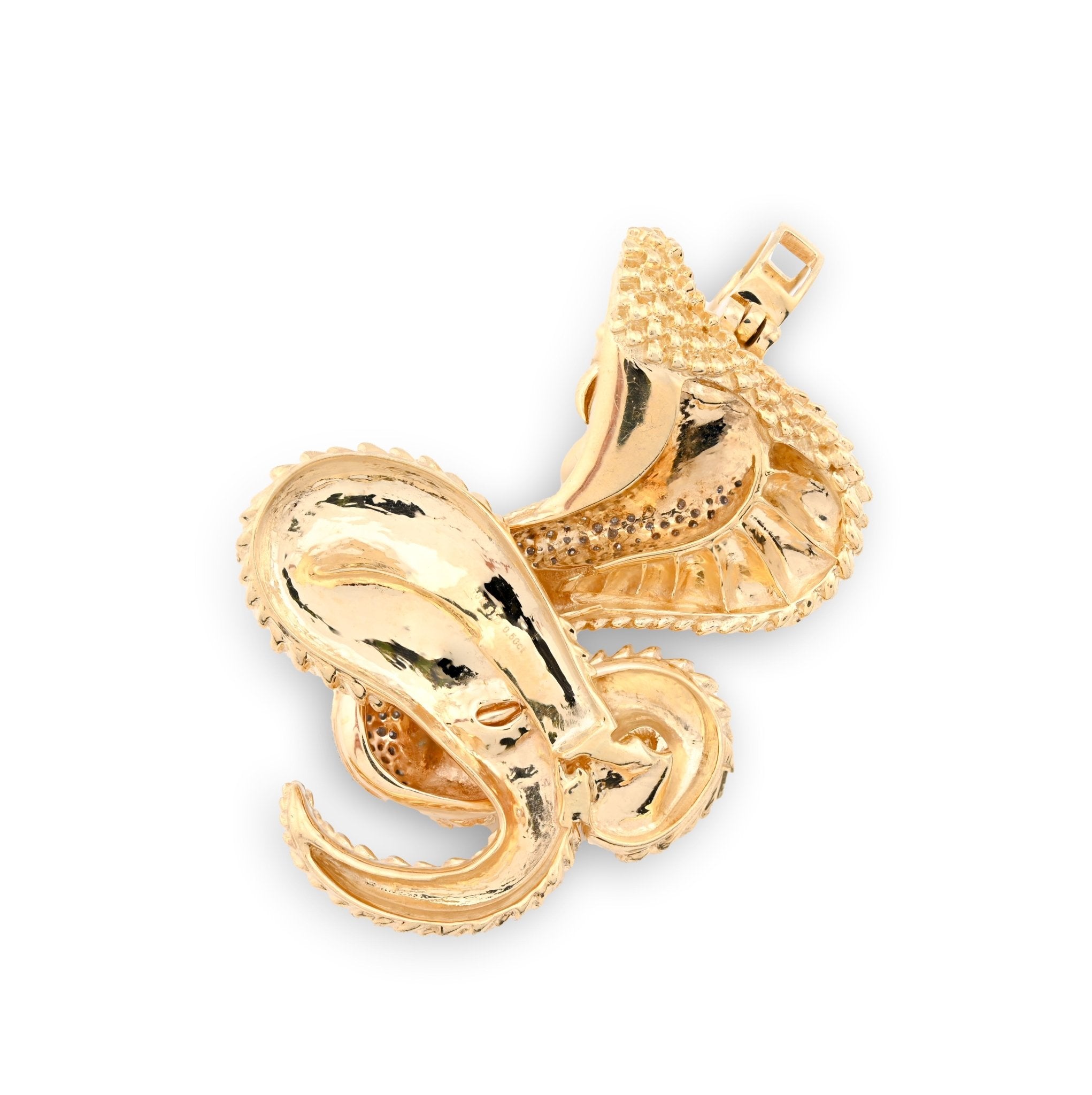 10K Yellow Gold Snake Pendant 0.50CT Natural Diamond 62.5MM 33g Men Charm - Elite Jewelers - Charms & Pendants