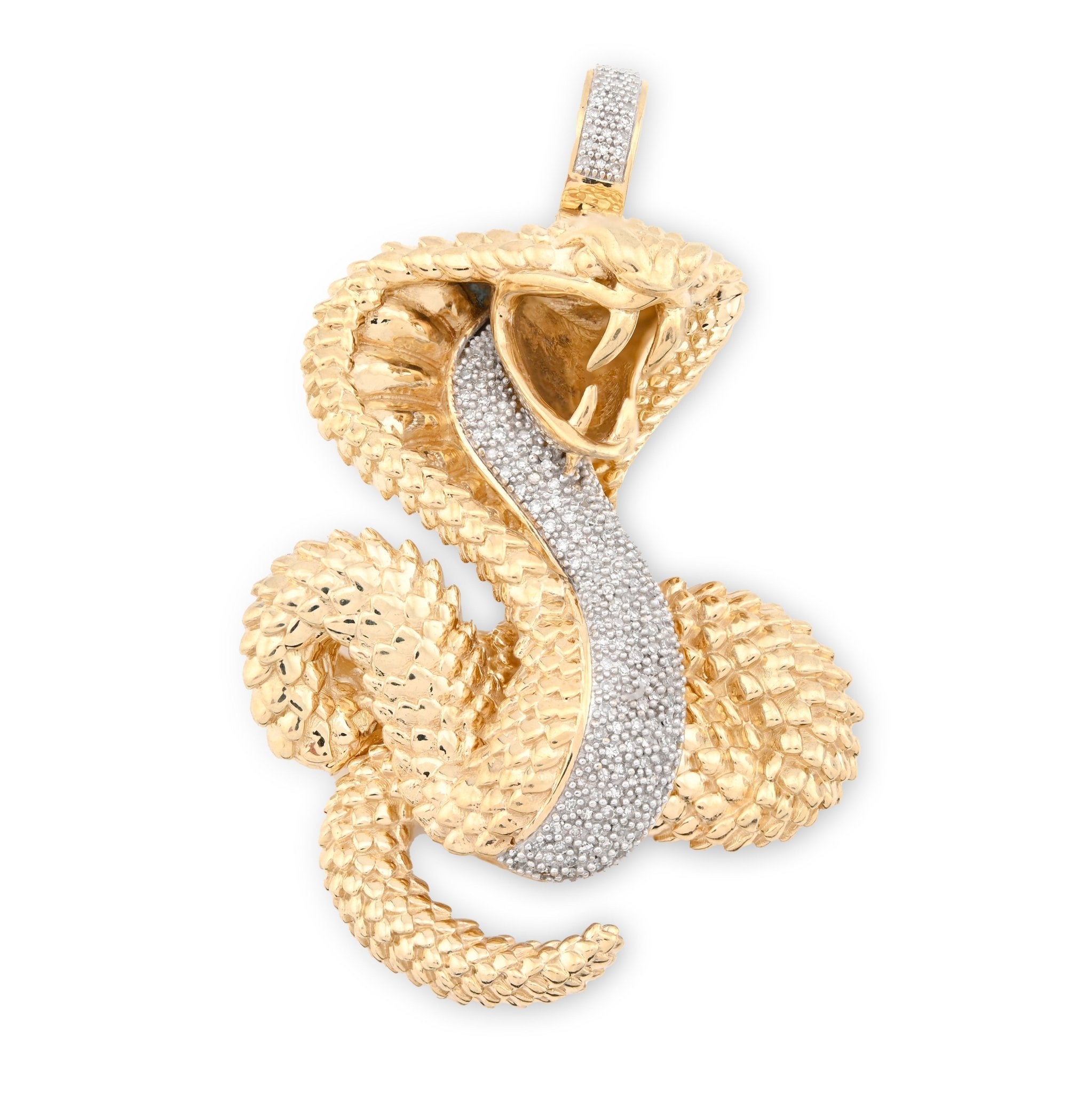 10K Yellow Gold Snake Pendant 0.50CT Natural Diamond 62.5MM 33g Men Charm - Elite Jewelers - Charms & Pendants