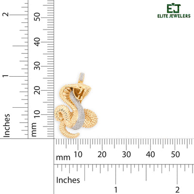 10K Yellow Gold Snake Pendant 0.50CT Natural Diamond 62.5MM 33g Men Charm - Elite Jewelers - Charms & Pendants