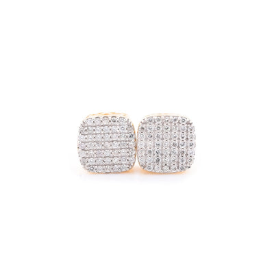 10k Yellow Gold Square Pave 0.22CT Diamond Stud Earrings - Elite Jewelers - Earrings
