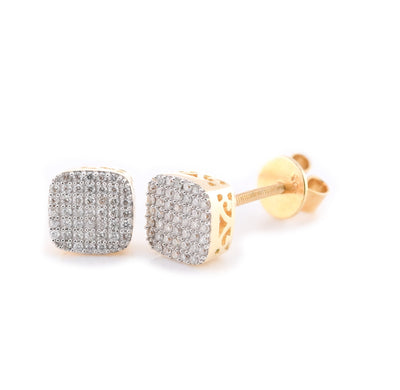 10k Yellow Gold Square Pave 0.22CT Diamond Stud Earrings - Elite Jewelers - Earrings