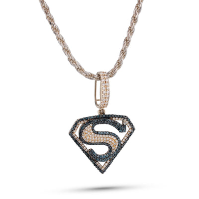 10K Yellow Gold Superman logo Natural Diamond 2CT Men Women Charm Pendant - Elite Jewelers-Charms & Pendants