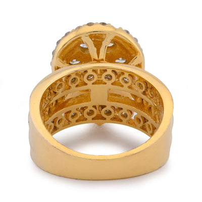 10K Yellow Gold Tear Drop Shape Mosaic Set Halo Natural Diamond Women Ring - Elite Jewelers-Rings