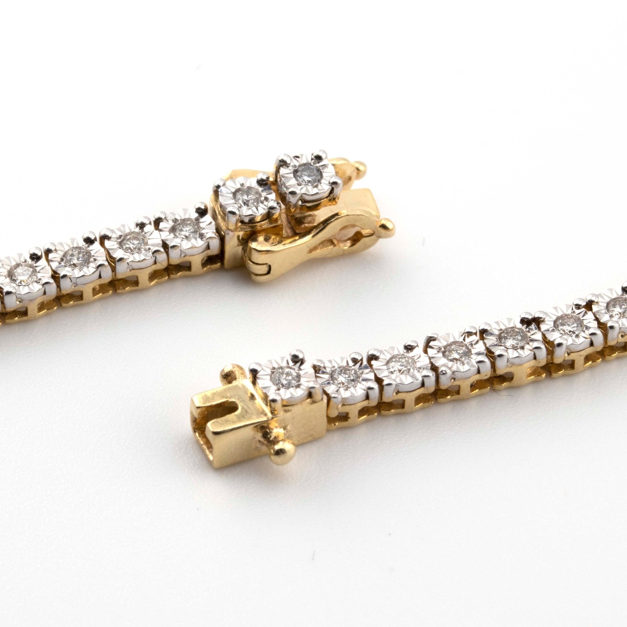 10k Yellow Gold Tennis Chain with Natural Diamonds 18 Inches 3MM - Elite Jewelers - Necklaces & Chains