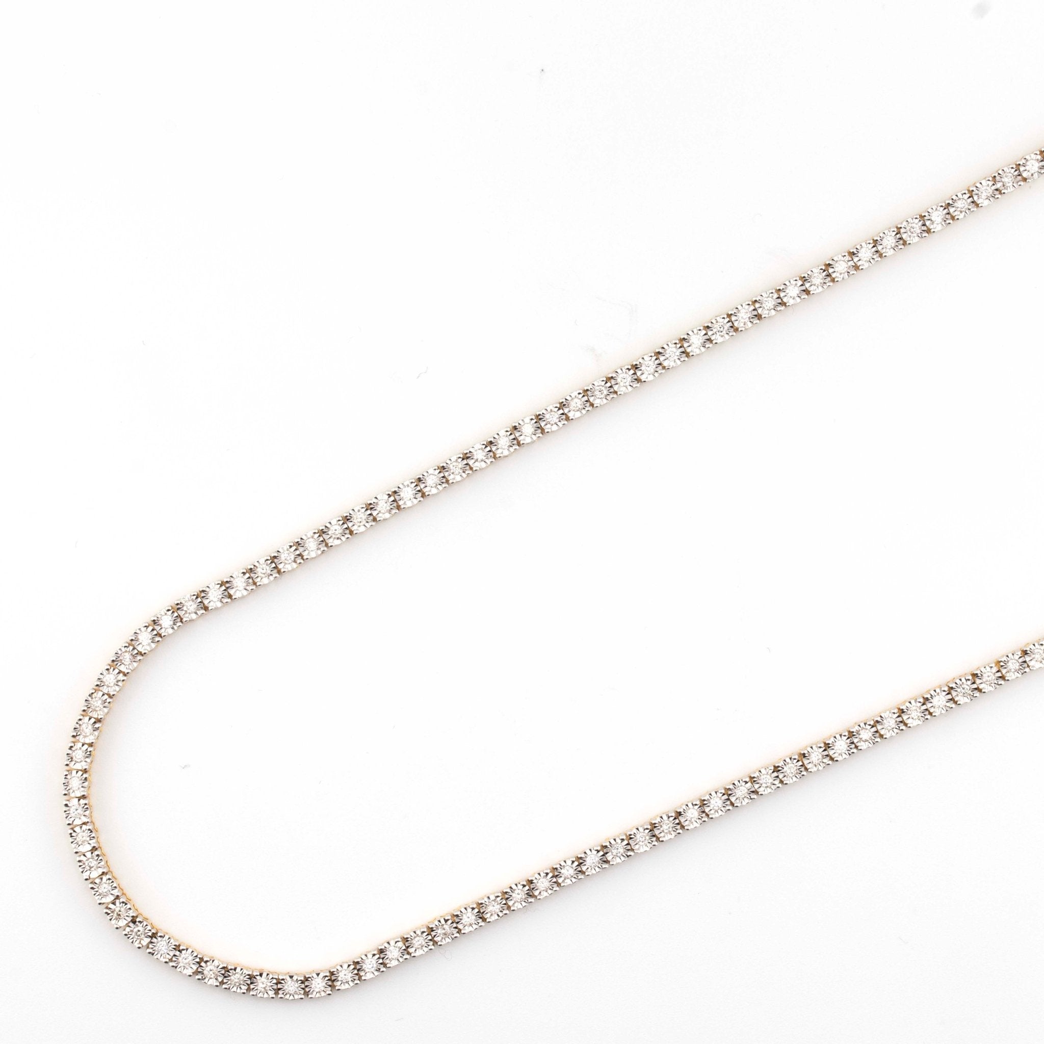 10k Yellow Gold Tennis Chain with Natural Diamonds 18 Inches 3MM - Elite Jewelers - Necklaces & Chains