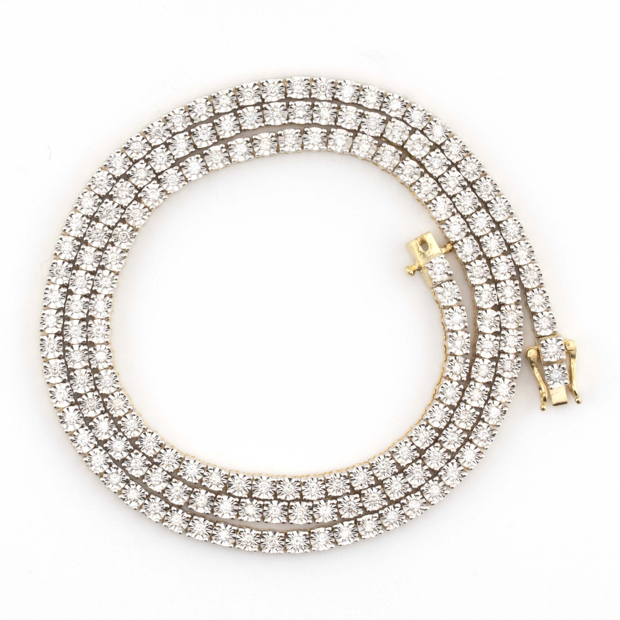 10k Yellow Gold Tennis Chain with Natural Diamonds 18 Inches 3MM - Elite Jewelers - Necklaces & Chains