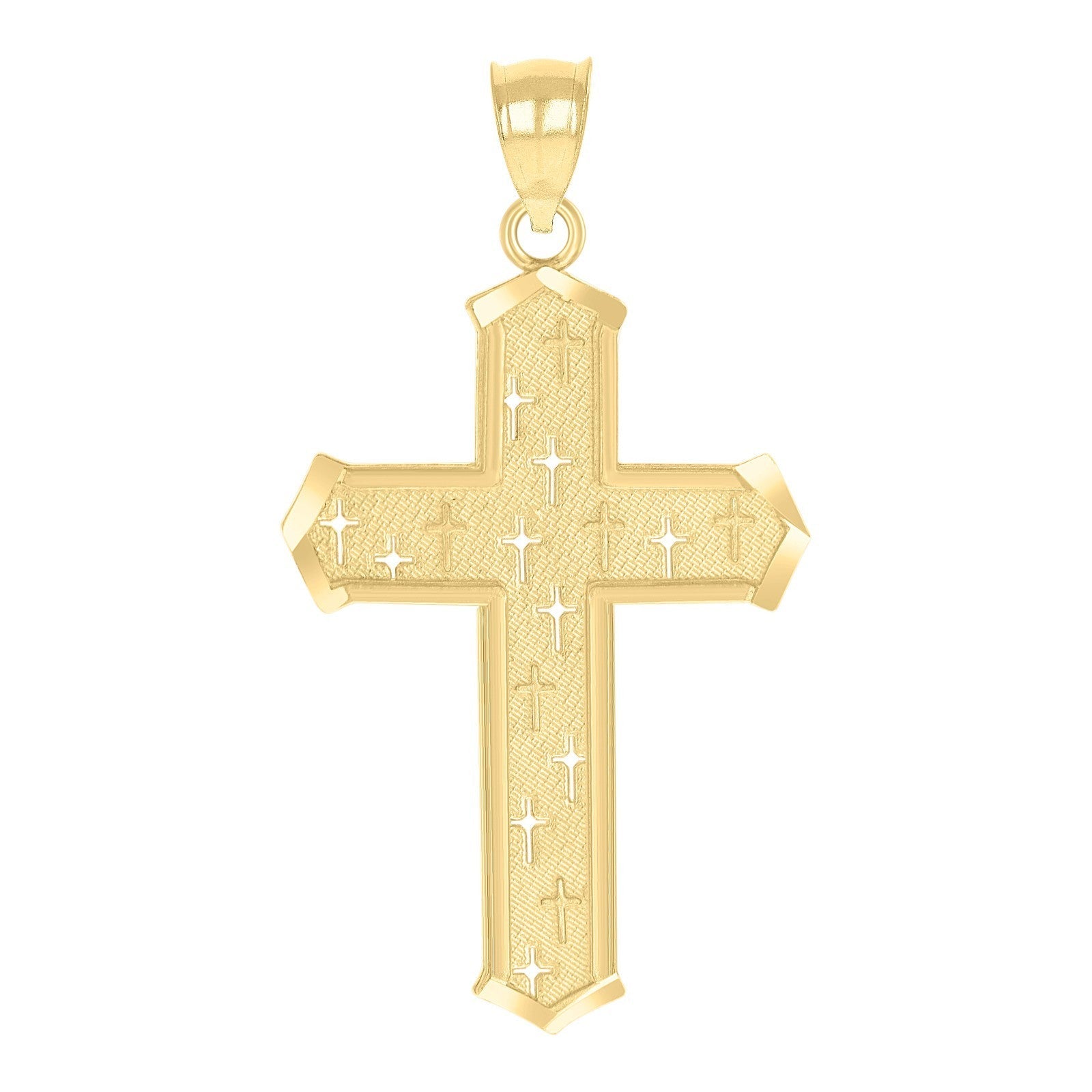 10k Yellow Gold Textured Cross Religious Charm 1.5g Pendant For Unisex Adult - Elite Jewelers - Charms & Pendants