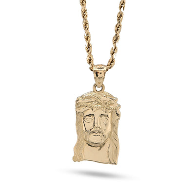 10k Yellow Gold Textured Mens Jesus Pendant Religious 2.1g Charm - Elite Jewelers - Charms & Pendants