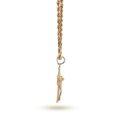 10k Yellow Gold Textured Unisex Cross Crucifix Pendant Religious 1.7g Charm - Elite Jewelers - Charms & Pendants