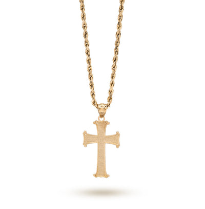 10k Yellow Gold Textured Unisex Cross Crucifix Pendant Religious 1.7g Charm - Elite Jewelers - Charms & Pendants