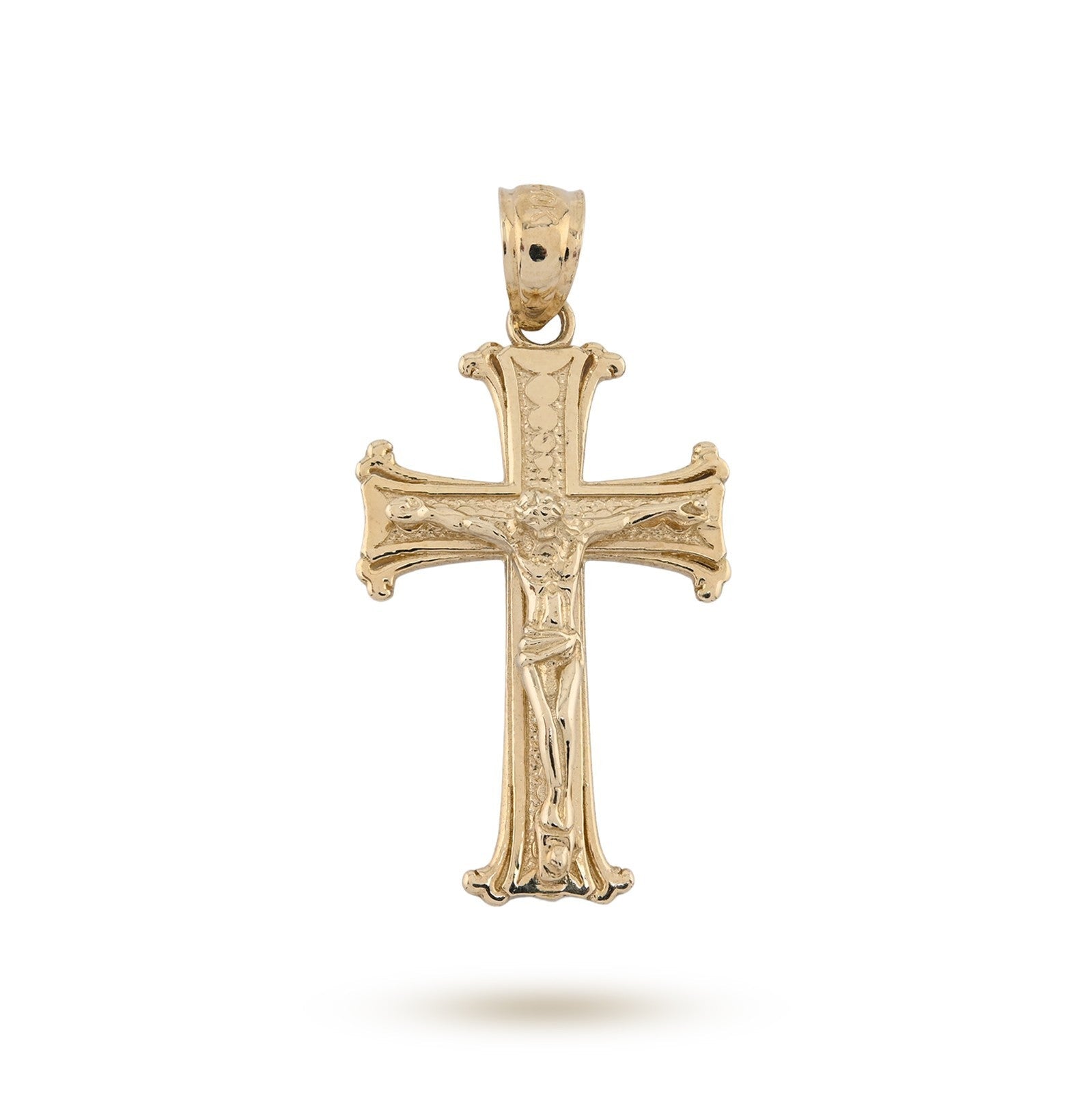 10k Yellow Gold Textured Unisex Cross Crucifix Pendant Religious 1.7g Charm - Elite Jewelers - Charms & Pendants