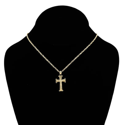 10k Yellow Gold Textured Unisex Cross Crucifix Pendant Religious 1.7g Charm - Elite Jewelers - Charms & Pendants