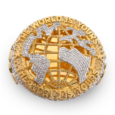 10K Yellow Gold "THE WORLD IS YOURS" 1.375CT Natural Diamond Men Ring - Elite Jewelers-Rings