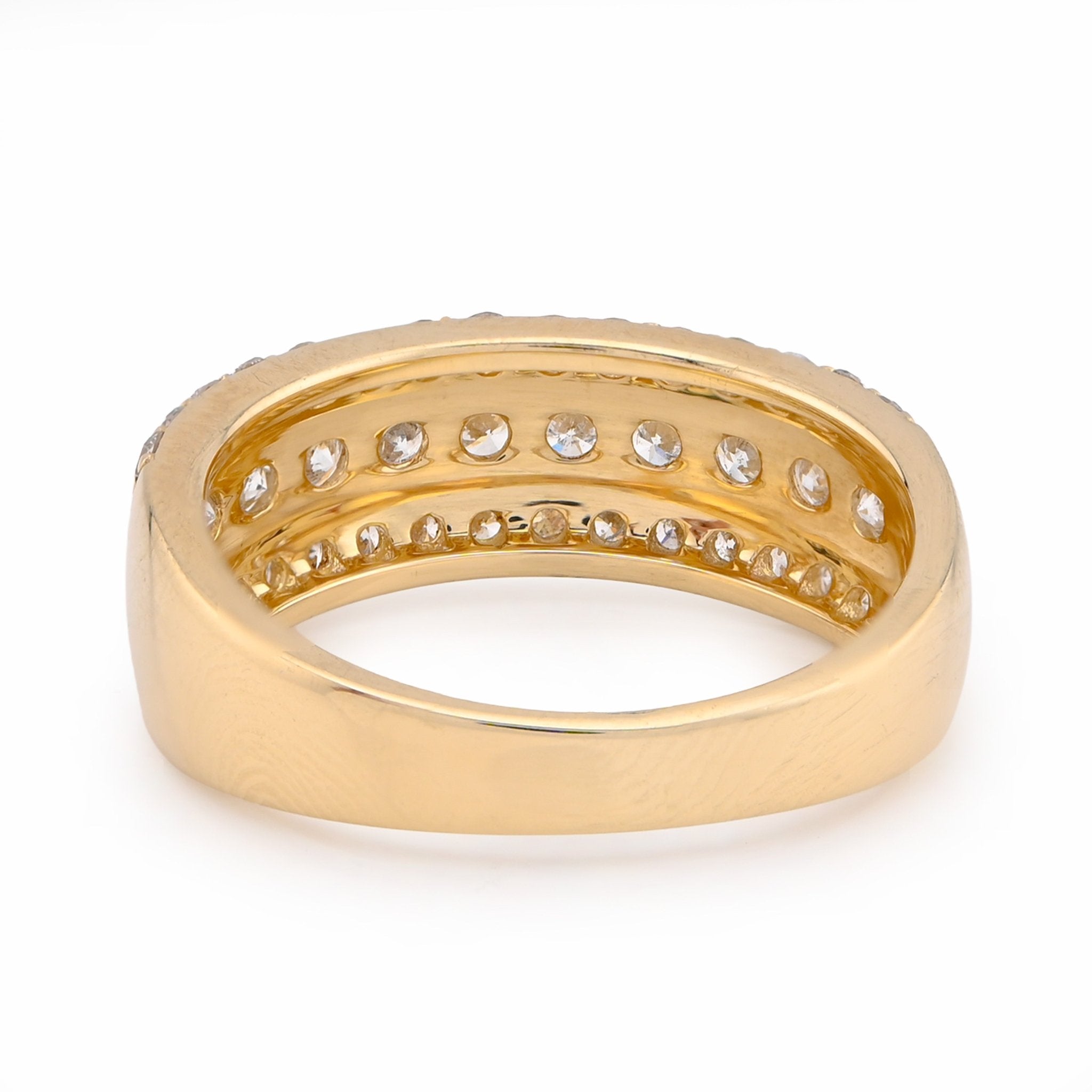 10K Yellow Gold Three Row 1.6CT Natural Diamond Men Band Ring - Elite Jewelers - Rings