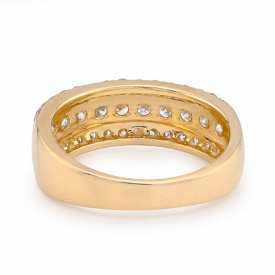 10K Yellow Gold Three Row 1.6CT Natural Diamond Men Band Ring - Elite Jewelers - Rings