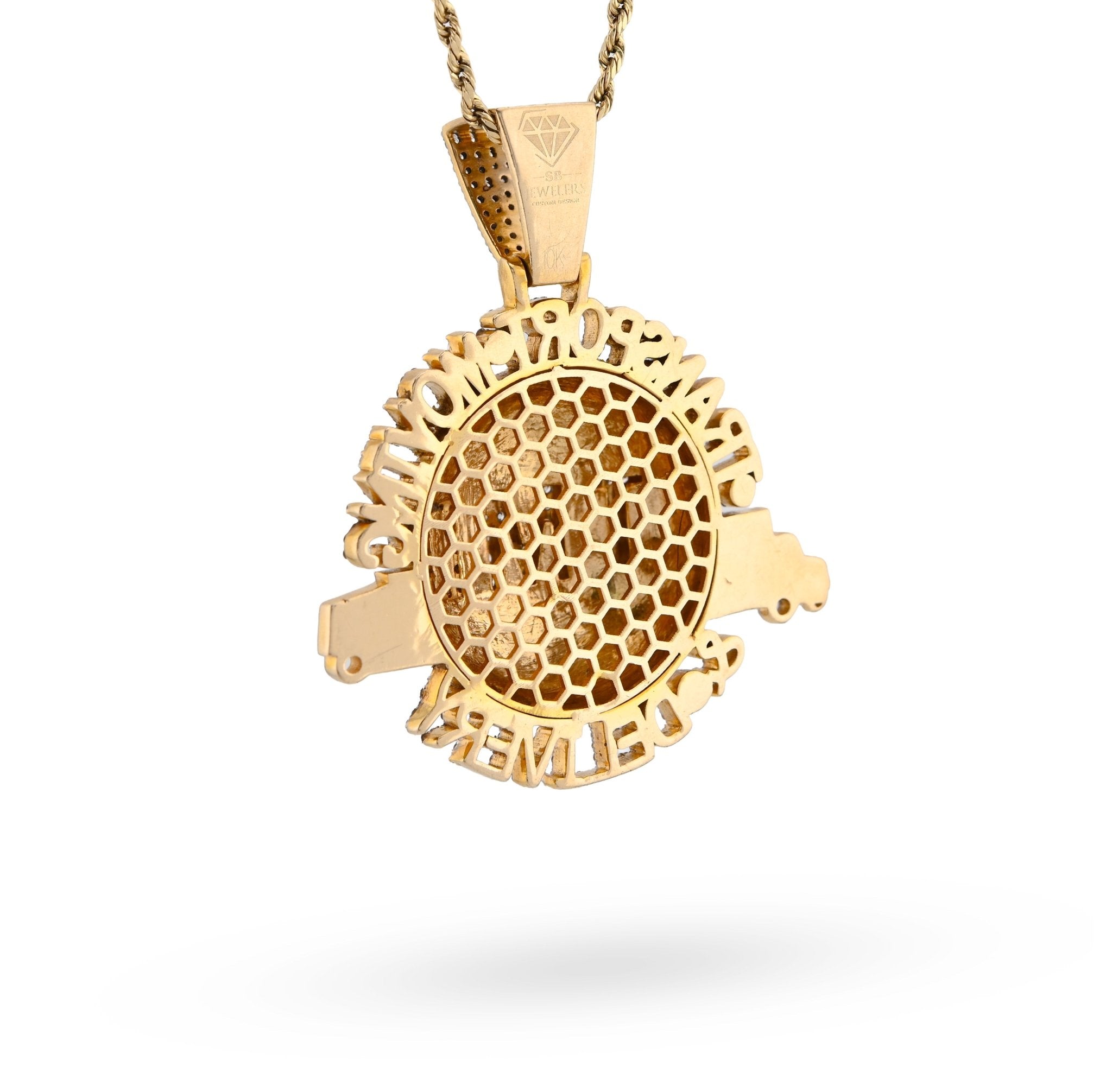 10K Yellow Gold "Transport, Moving & Delivery" Globe Truck 2CT Natural Diamond Men Pendant Charm - Elite Jewelers - Charms & Pendants