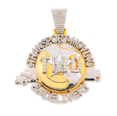 10K Yellow Gold "Transport, Moving & Delivery" Globe Truck 2CT Natural Diamond Men Pendant Charm - Elite Jewelers - Charms & Pendants