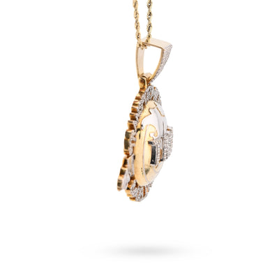 10K Yellow Gold "Transport, Moving & Delivery" Globe Truck 2CT Natural Diamond Men Pendant Charm - Elite Jewelers - Charms & Pendants