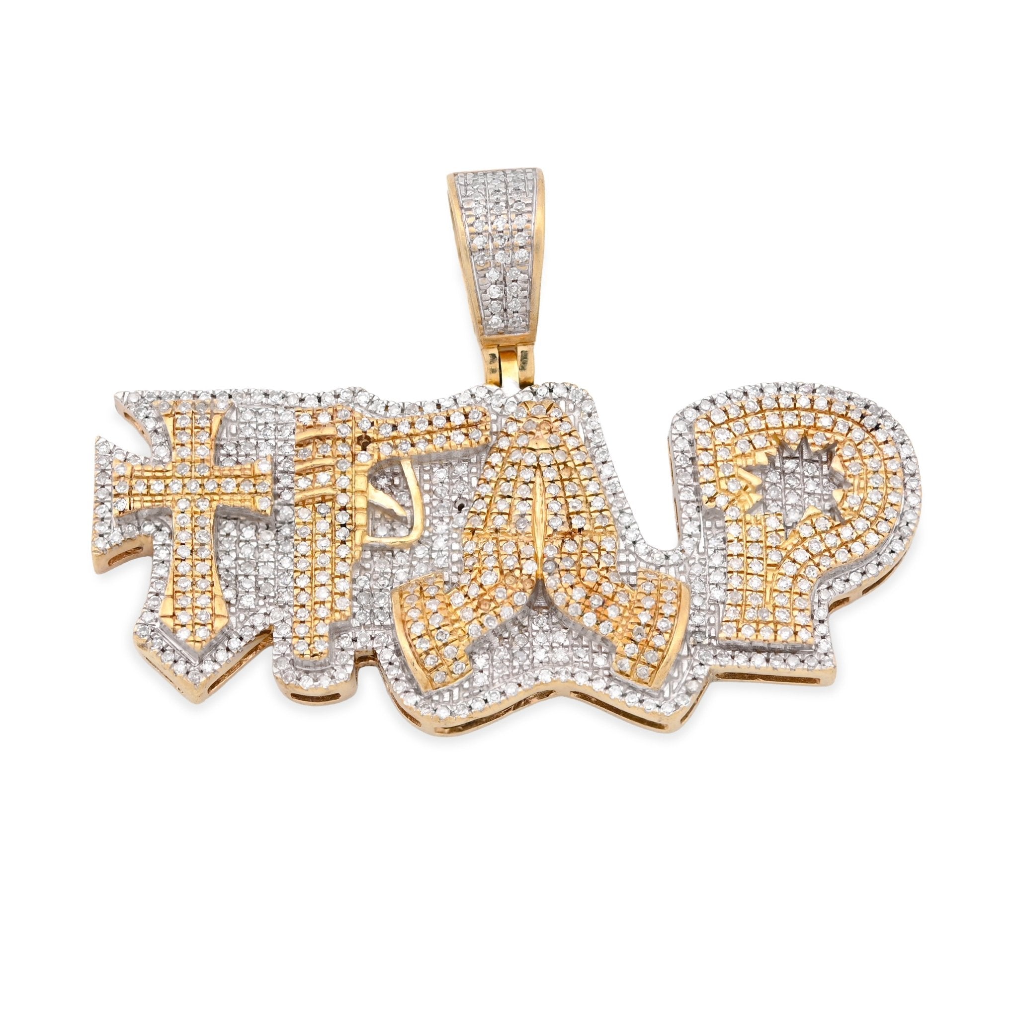 10K Yellow Gold "TRAP" Cross Gun Custom Pendant 1.98CT Natural Diamond Charm - Elite Jewelers - Charms & Pendants