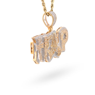 10K Yellow Gold "TRAP" Cross Gun Custom Pendant 1.98CT Natural Diamond Charm - Elite Jewelers - Charms & Pendants