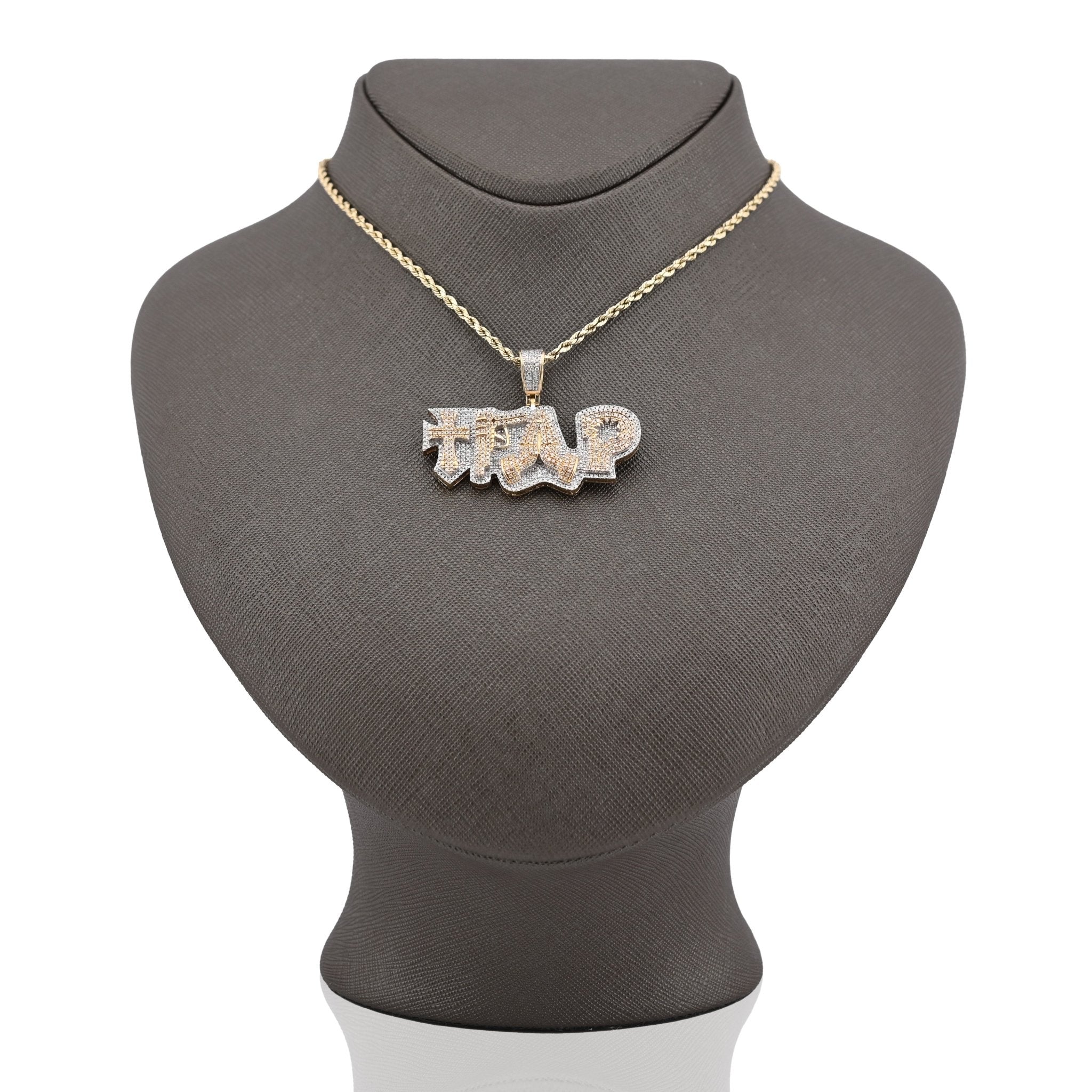 10K Yellow Gold "TRAP" Cross Gun Custom Pendant 1.98CT Natural Diamond Charm - Elite Jewelers - Charms & Pendants