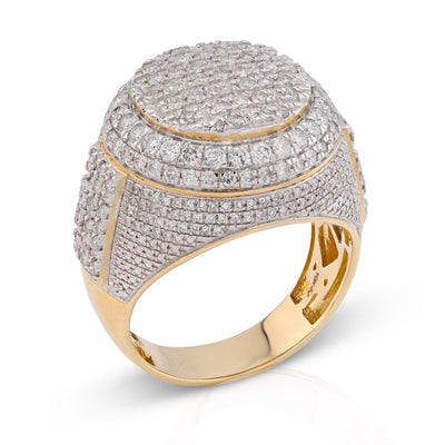 10K Yellow Gold Two - Row Round 2CT Natural Diamond Men Pinky Ring - Elite Jewelers - Rings