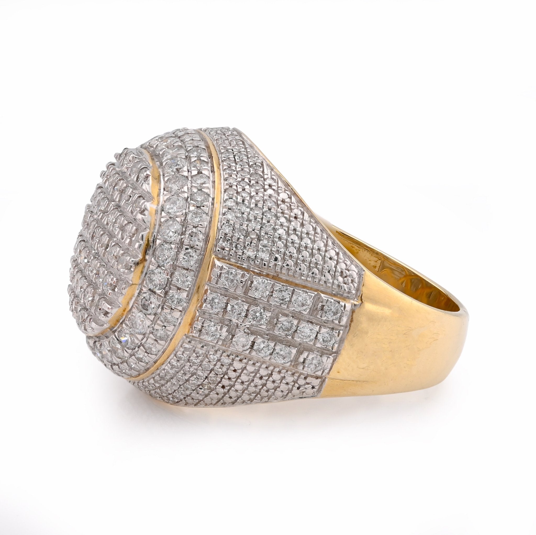 10K Yellow Gold Two - Row Round 2CT Natural Diamond Men Pinky Ring - Elite Jewelers - Rings