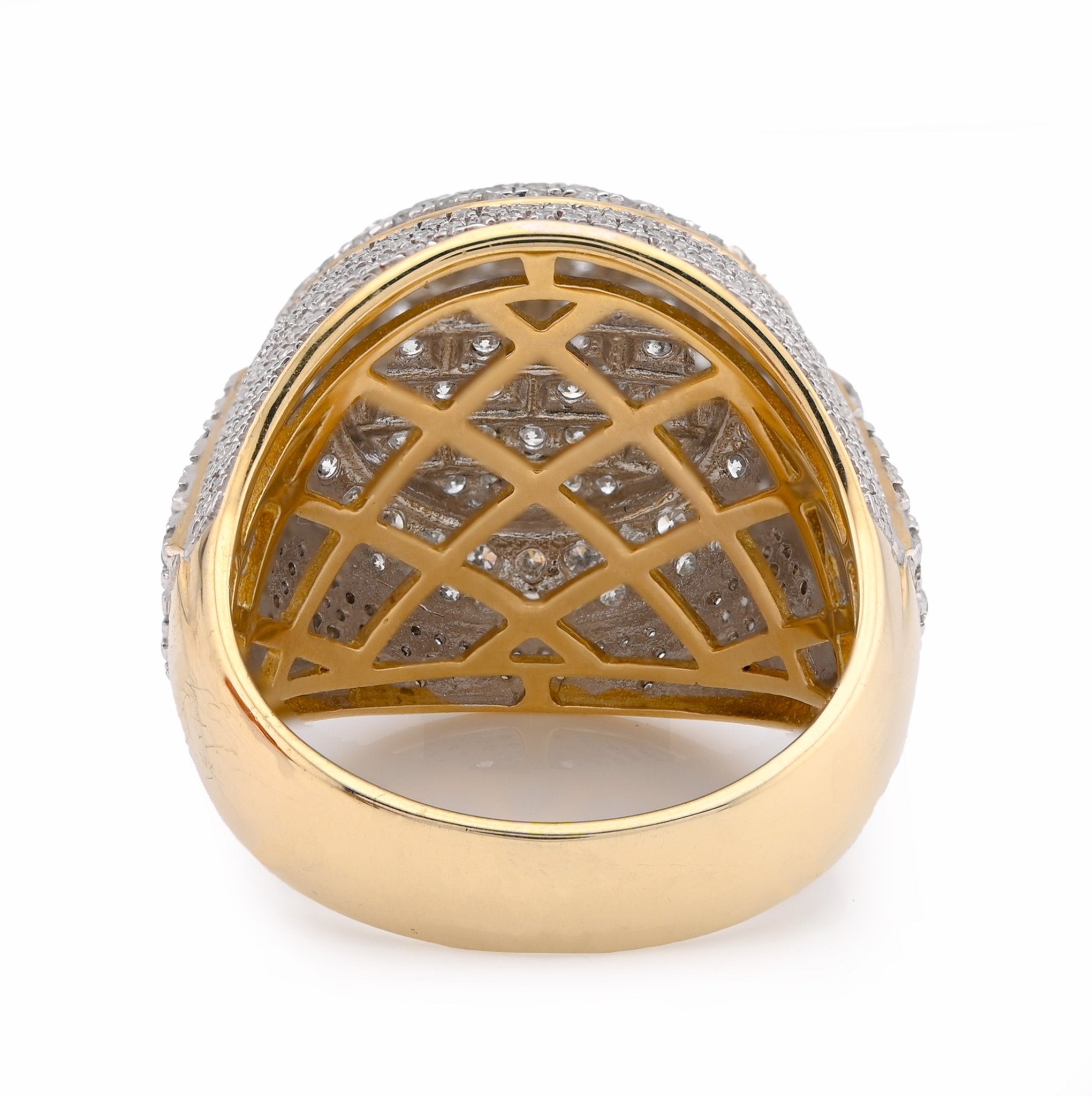10K Yellow Gold Two - Row Round 2CT Natural Diamond Men Pinky Ring - Elite Jewelers - Rings