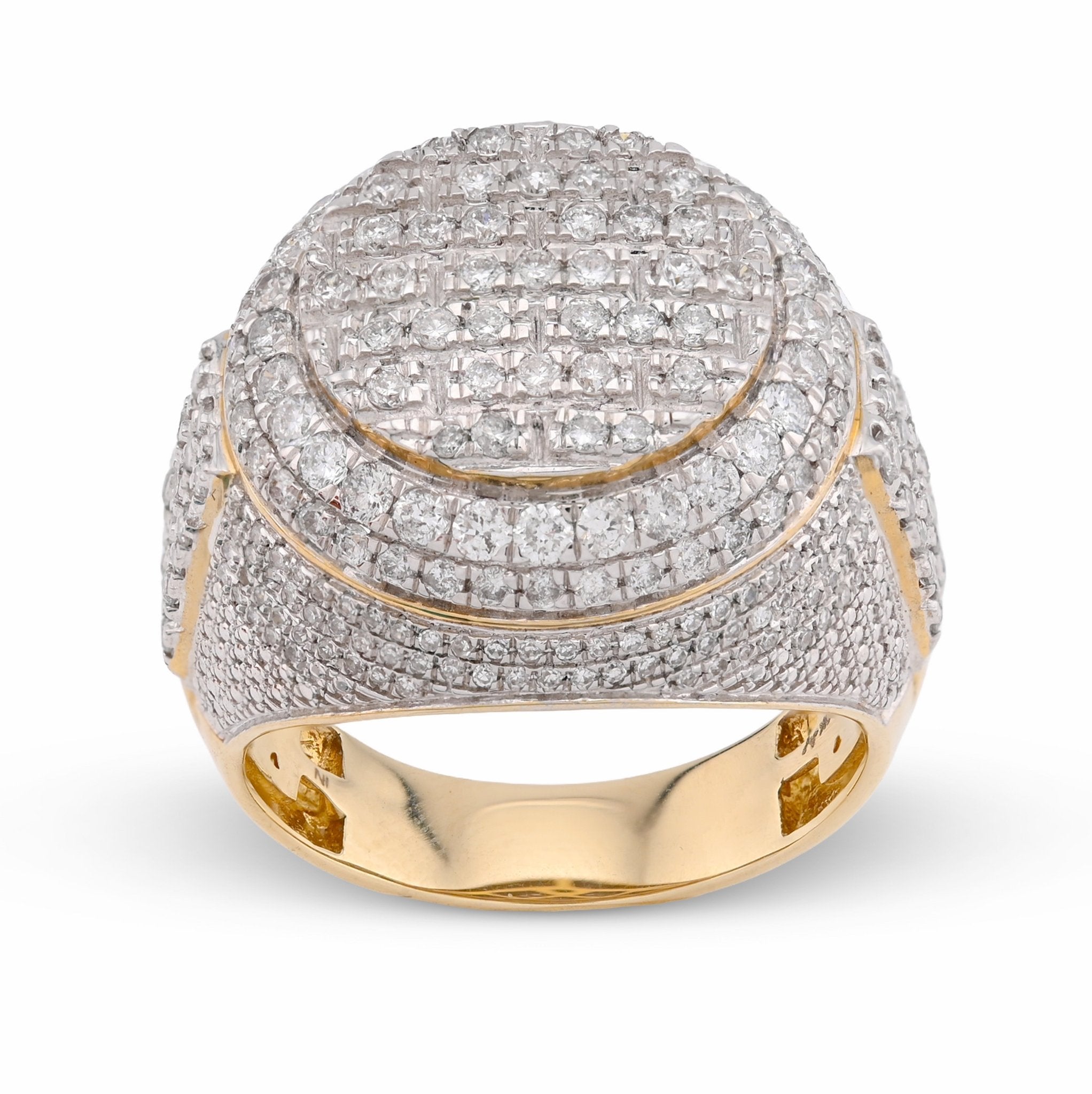 10K Yellow Gold Two - Row Round 2CT Natural Diamond Men Pinky Ring - Elite Jewelers - Rings