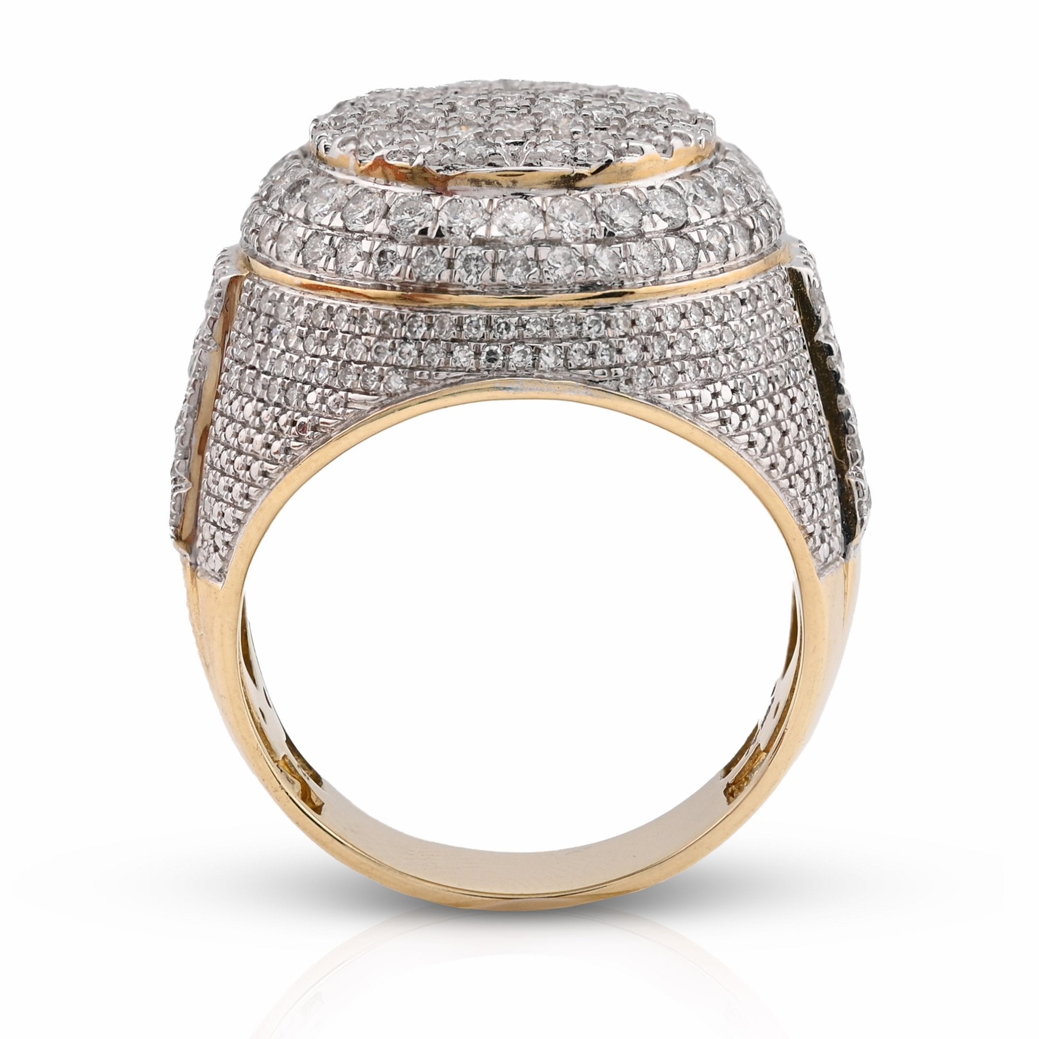 10K Yellow Gold Two - Row Round 2CT Natural Diamond Men Pinky Ring - Elite Jewelers - Rings